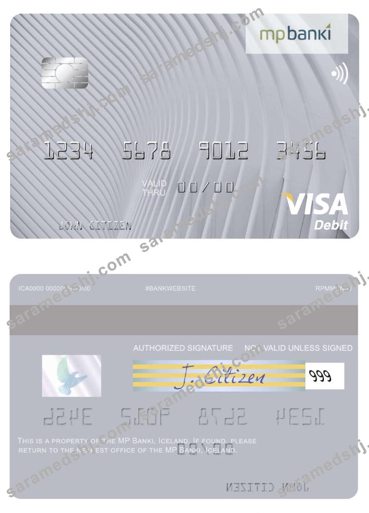 Iceland MP Banki visa debit card